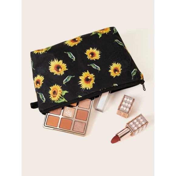 SHEIN Other - Black Sunflower Makeup Bag